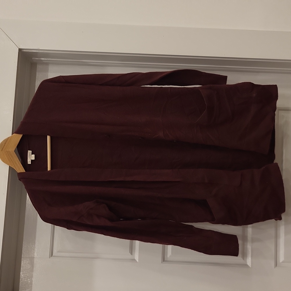Burgundy cardigan with belt